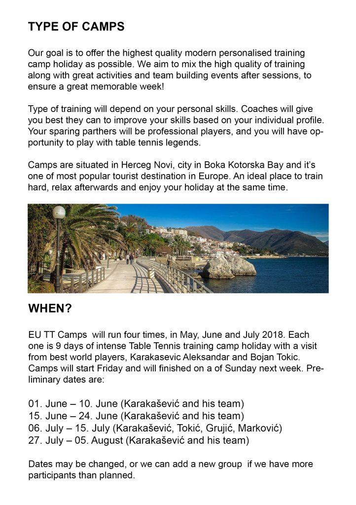TTCEU Table Tennis Camps Europe